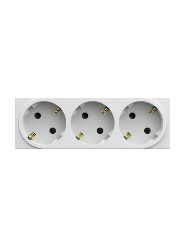 Priza tripla Schuko 16A, alb 45mm  Hager-Gallery cod WXF473B